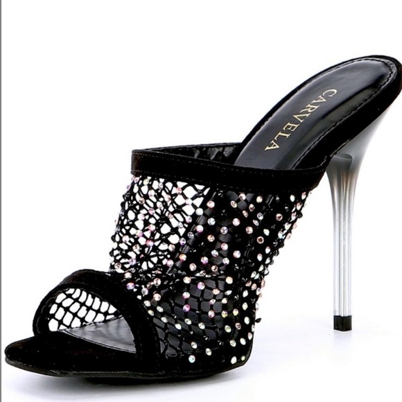 carvela Shoes - Black Bling Rhine Stone Fishnet Heel